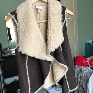 Faux fur vest dark brown target